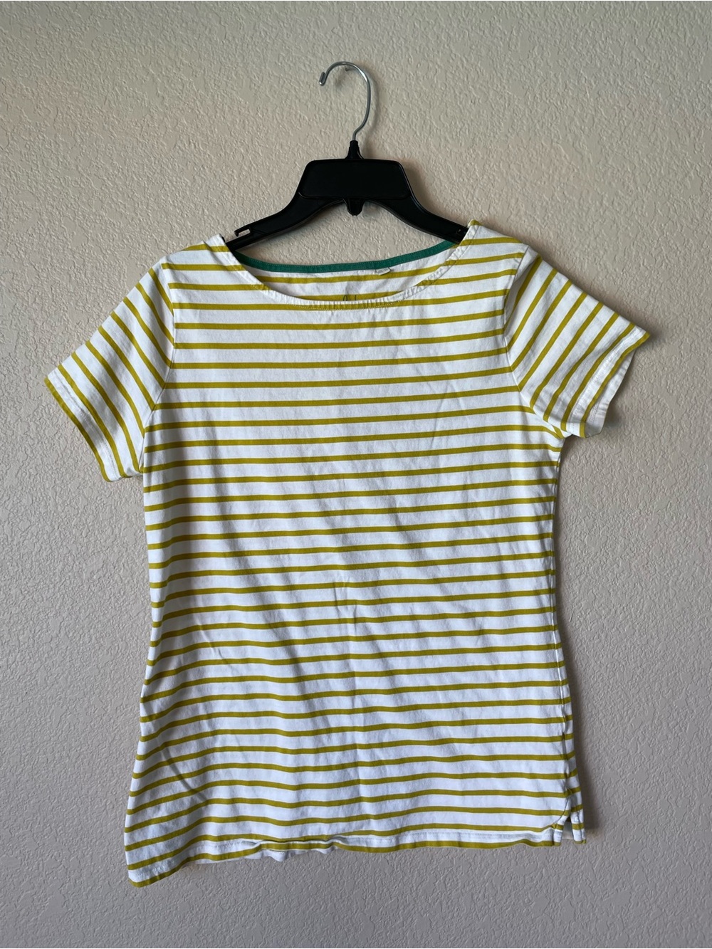 Boden Mustard Yellow Stripe 100% Cotton T-Shirt Women’s Size 8